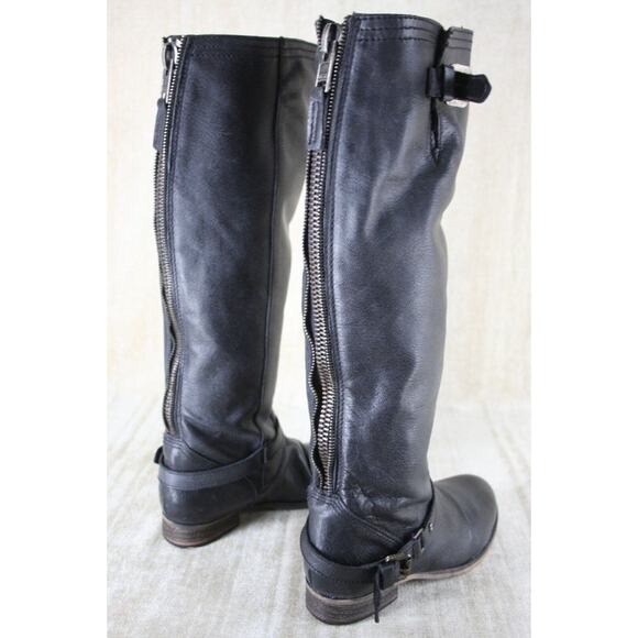 Steve Madden Rover Black Leather Over Knee Riding Boots Size 5.5 Low Heel $199 - Picture 2 of 10